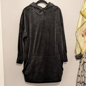 Express Black Velvet Tunic Hoodie Sweatshirt